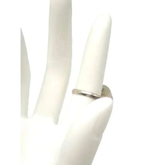 Silver Plated Green Spinel Cabochon Dome Ring Size 7 Vintage - Picture 4 of 5